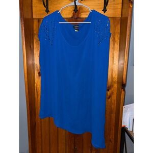 Torrid Blue Studded Asymmetric Hem Plus Size Top - Stylish & Chic Women's Blouse